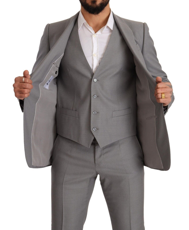 Gray MARTINI Wool Slim Fit 3 Piece Suit