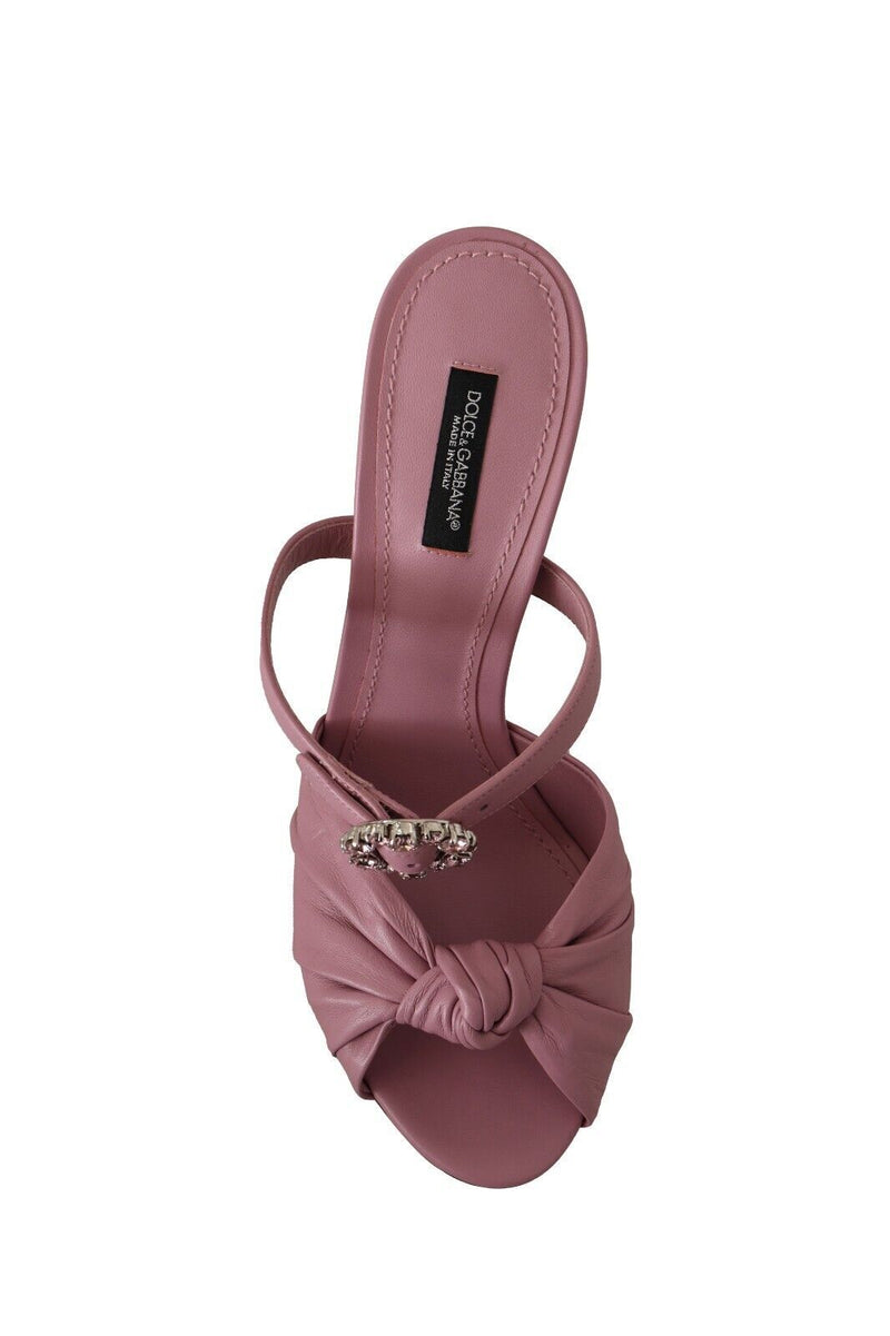 Pink Leather Slip On Heel Sandals Devotion Shoes