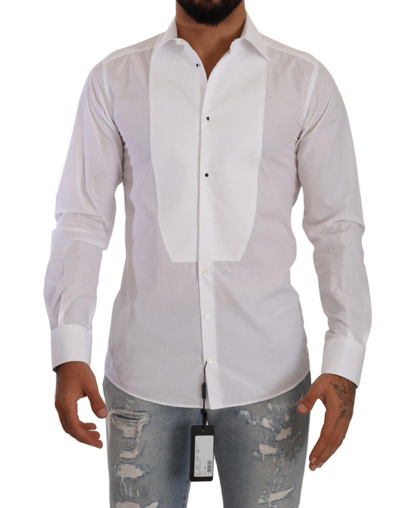 White GOLD Cotton Tuxedo Dress Formal Shirt