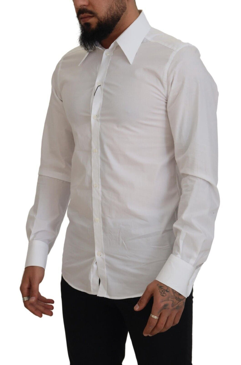 White Slim Fit Cotton Formal Dress GOLD Shirt