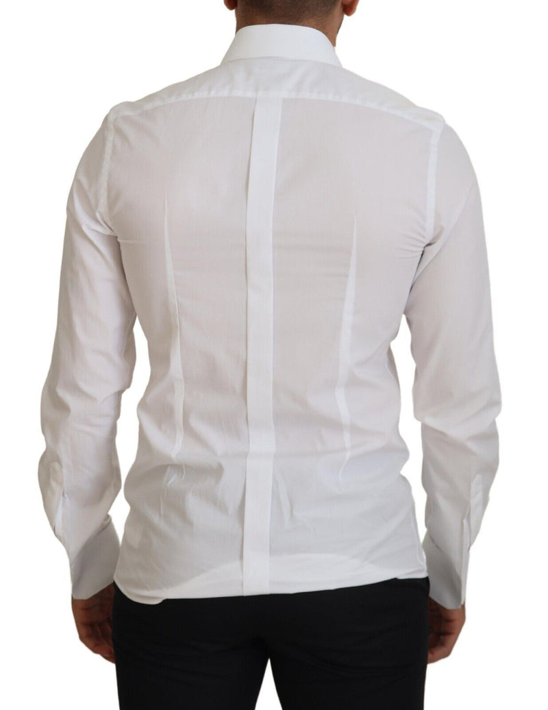 White Slim Fit Cotton Formal Dress GOLD Shirt