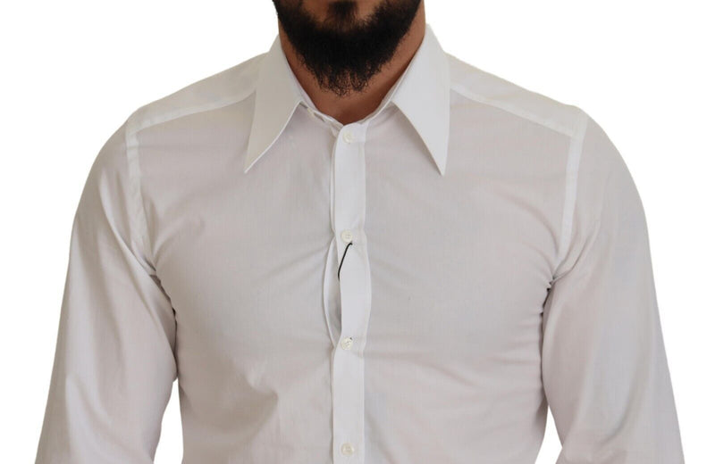 White Slim Fit Cotton Formal Dress GOLD Shirt