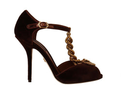 Maroon Velvet Devotion Heart Heels Sandals Shoes