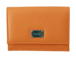 Orange Leather Trifold Continental Logo Clutch Wallet