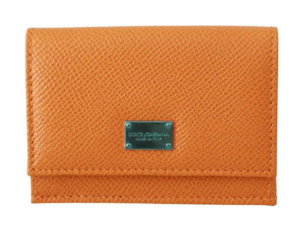 Orange Leather Trifold Continental Logo Clutch Wallet