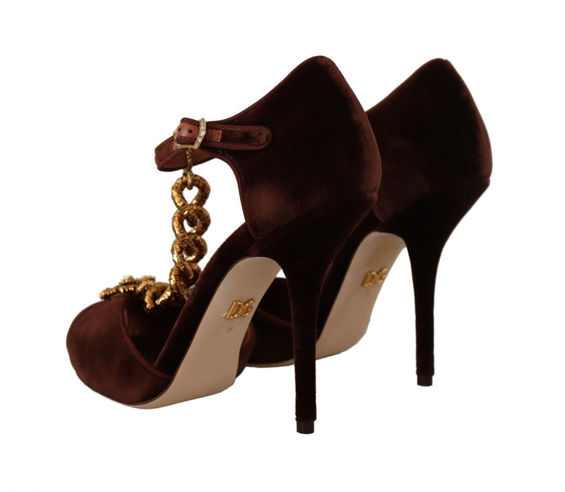 Maroon Velvet Devotion Heart Heels Sandals Shoes