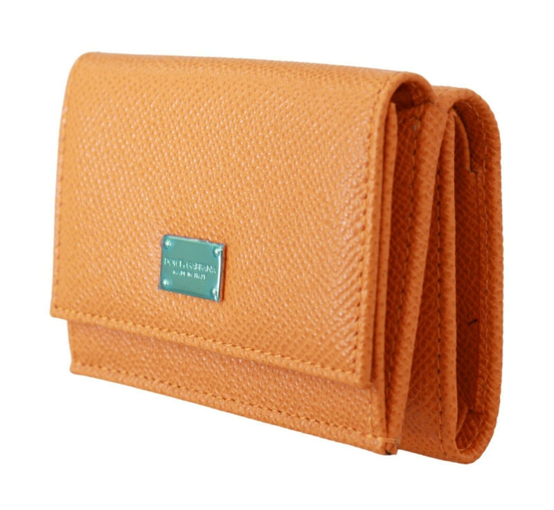 Orange Leather Trifold Continental Logo Clutch Wallet