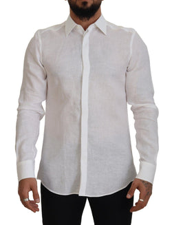 White Linen Flax Dress Formal MARTINI Shirt