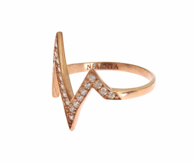 Pink Gold 925 Silver Womens Clear Ring