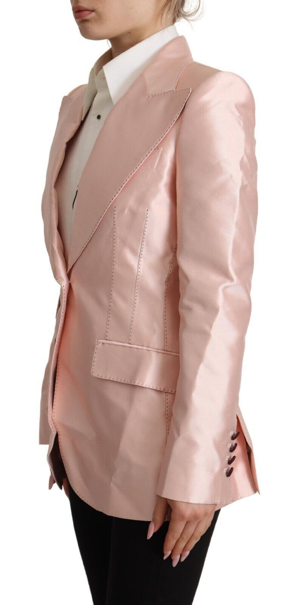 Pink Satin Long Sleeves Blazer Coat Jacket