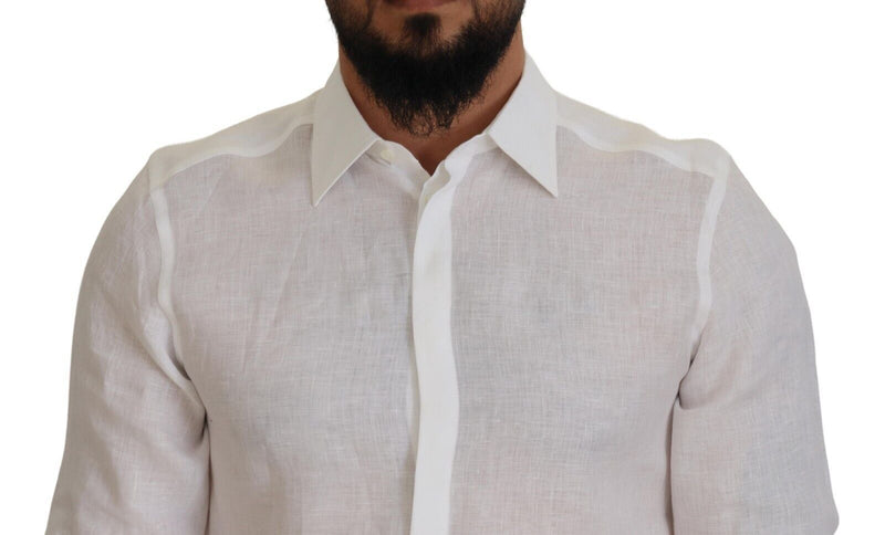 White Linen Flax Dress Formal MARTINI Shirt