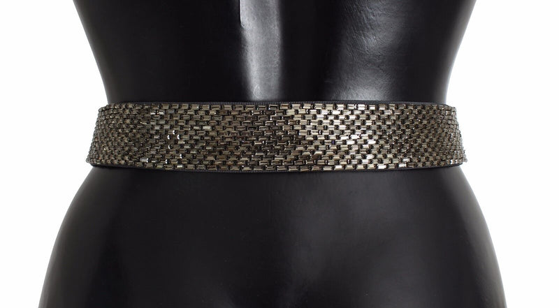 Multicolor Wide Crystal Buckle Sequined Belt