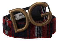 Multicolor Tartan Gold DG Metal Buckle Belt