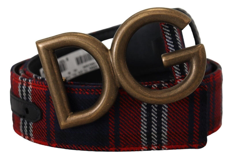 Multicolor Tartan Gold DG Metal Buckle Belt