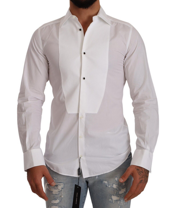 White GOLD Cotton Tuxedo Dress Formal Shirt