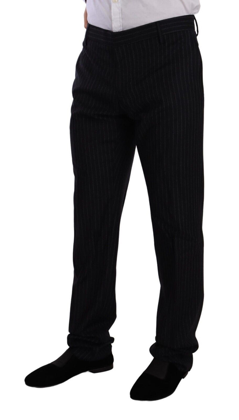 Black Striped Single Breasted 2 Piece Suit