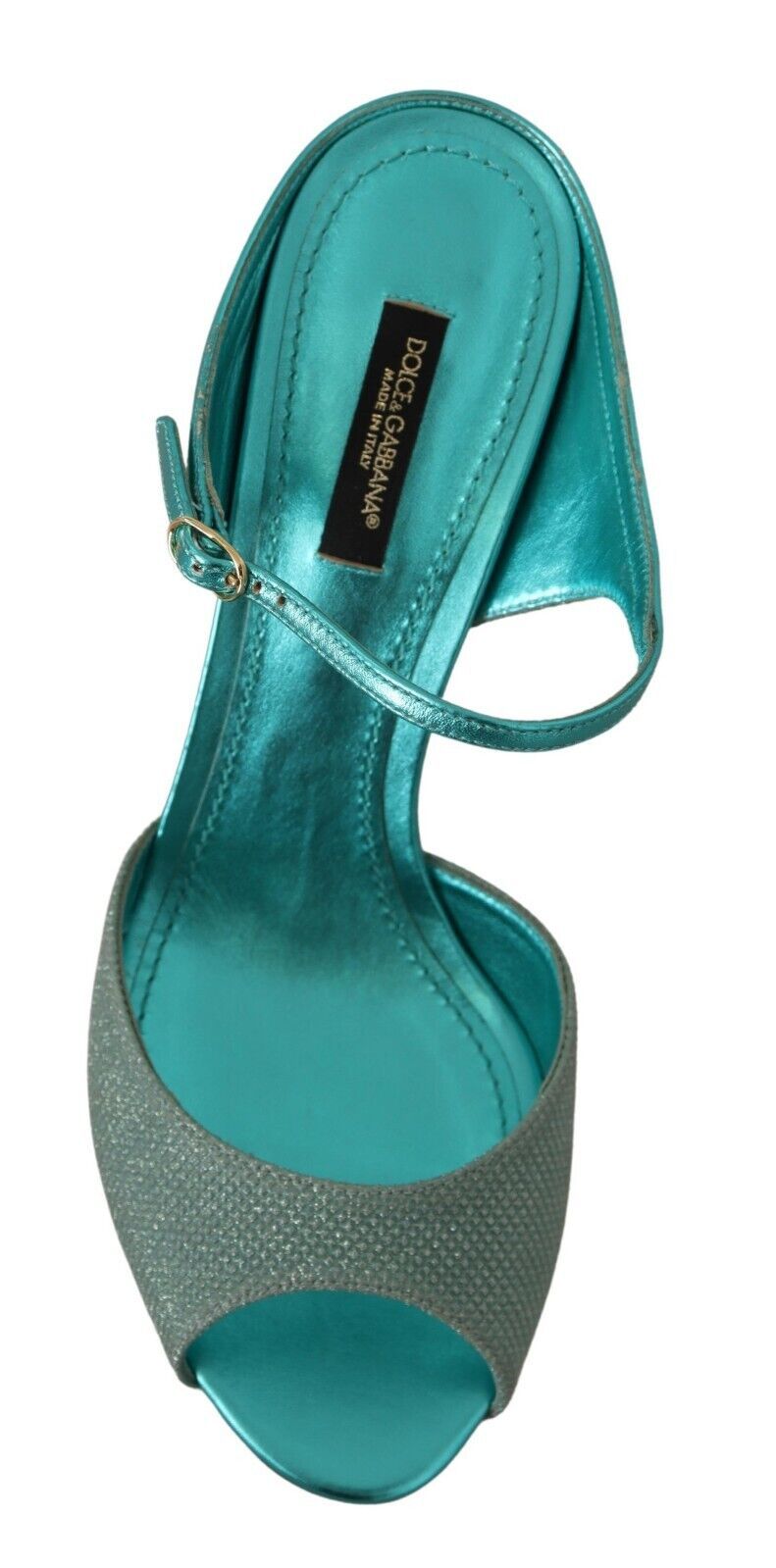 Aqua Blue Glittered Ankle Strap Sandals Shoes