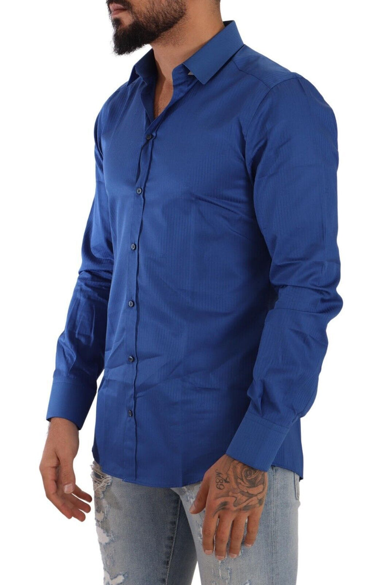 Blue MARTINI Cotton Slim Fit Formal Shirt