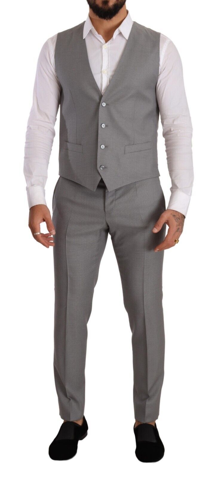 Gray MARTINI Wool Slim Fit 3 Piece Suit