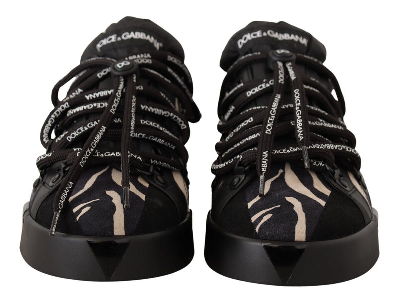 Black White Zebra Suede Rubber Sneakers Shoes