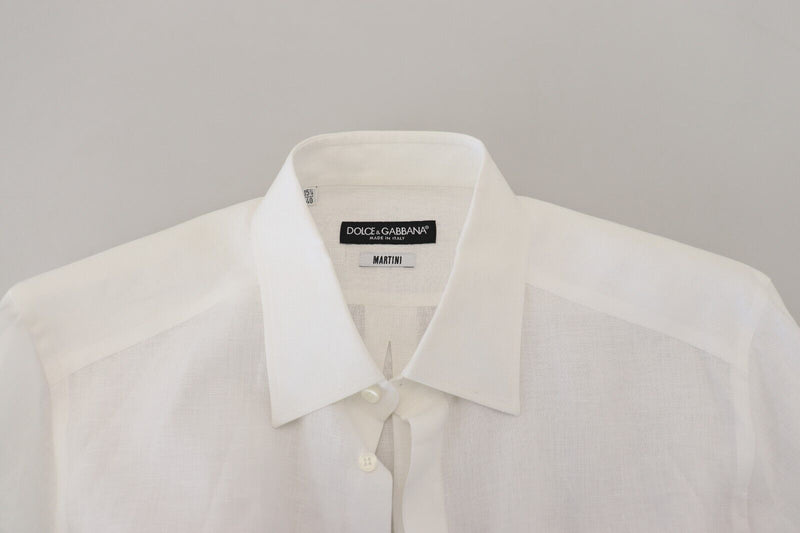 White Linen Flax Dress Formal MARTINI Shirt