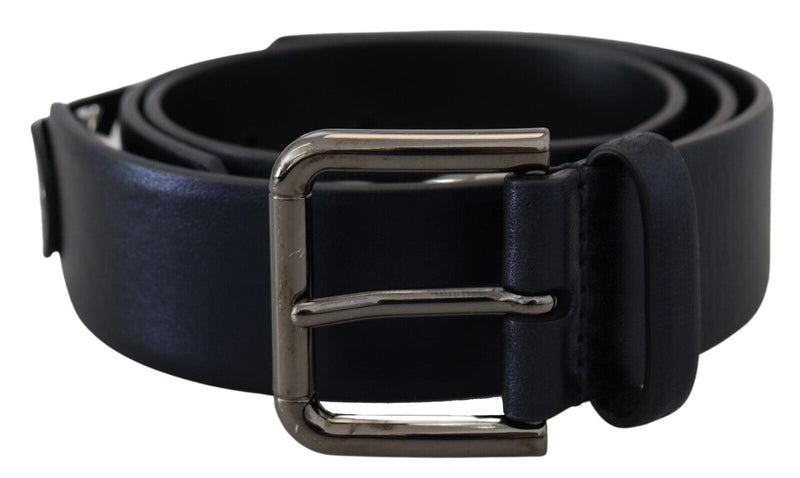 Metallic Blue Leather Silver DG Metal Buckle Belt