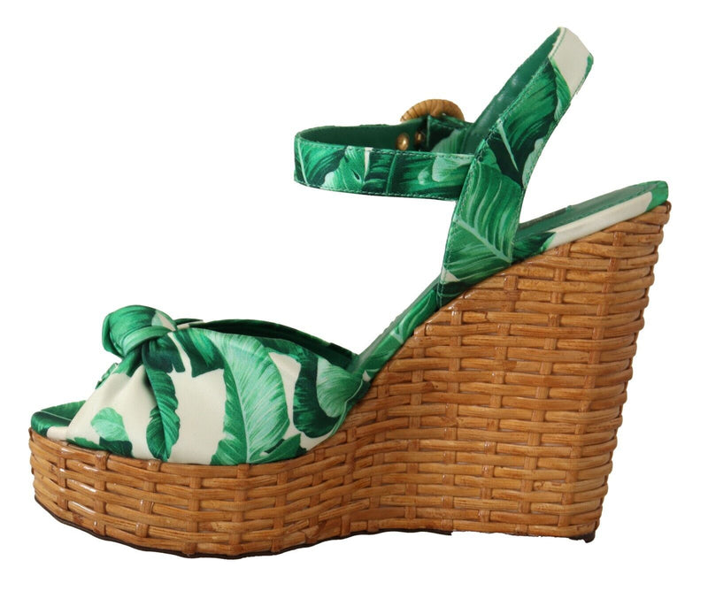 Green Leaves Ankle Strap Wedge  Sandals Shoes