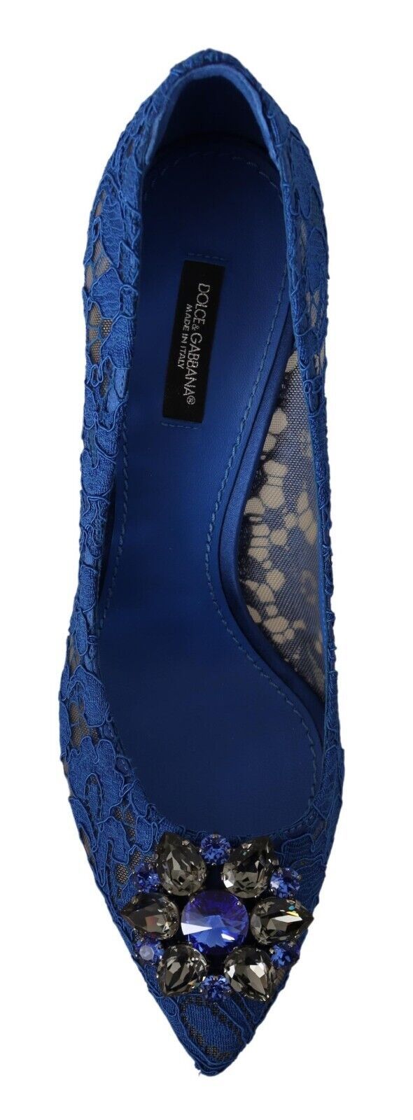 Blue Taormina Lace Crystal Heels Pumps Shoes