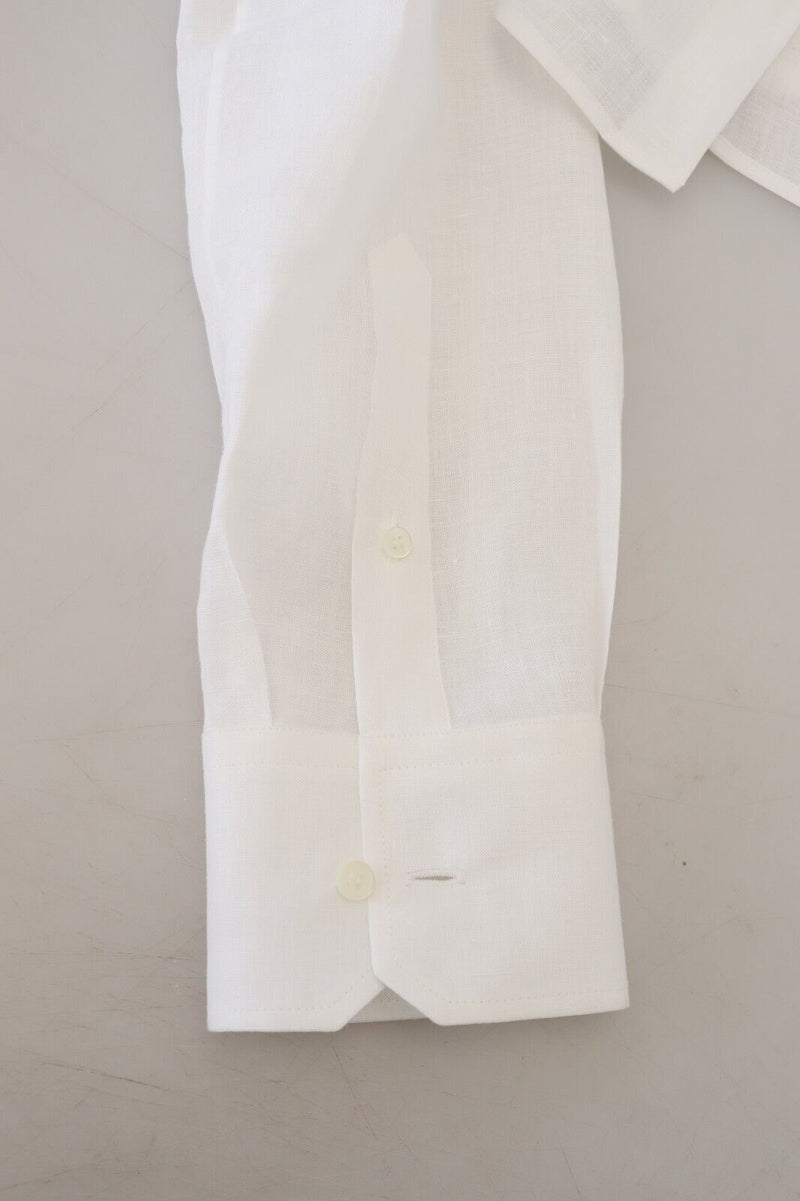 White Linen Flax Dress Formal MARTINI Shirt