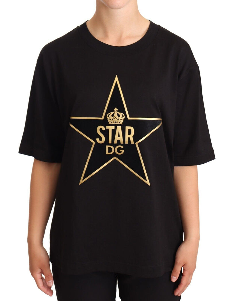 Black Crewneck D&G Logo Print T-shirt