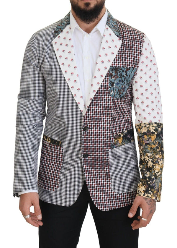 Multicolor Cotton Patchwork Breasted Blazer