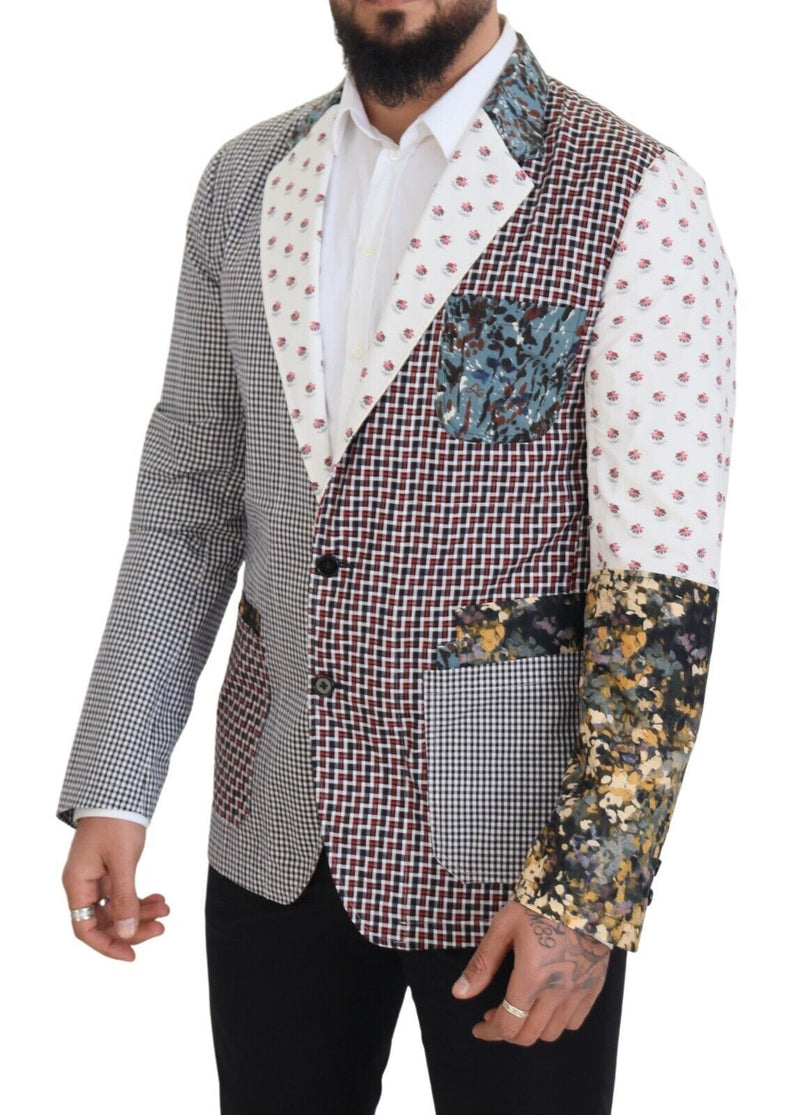 Multicolor Cotton Patchwork Breasted Blazer