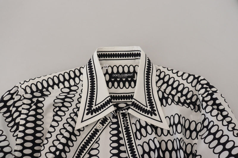 White Patterned Cotton Long Sleeves Shirt