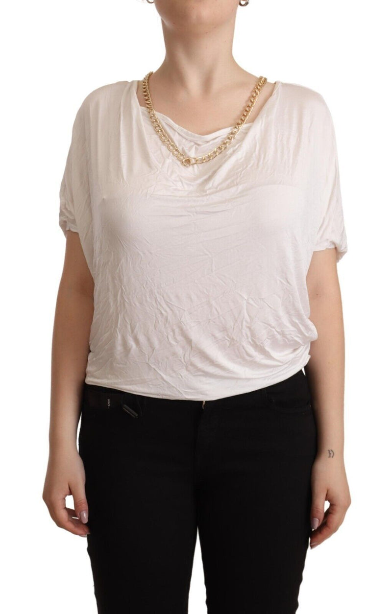 White Short Sleeves Gold Chain T-shirt Top