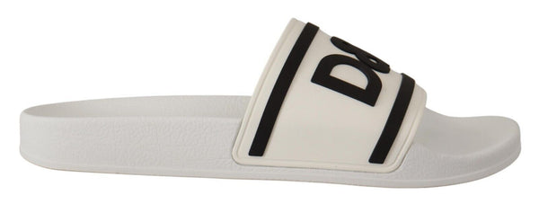 White Black Leather Beachwear Logo Sandals Shoes