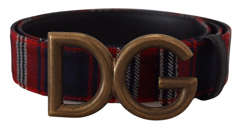 Multicolor Tartan Gold DG Metal Buckle Belt