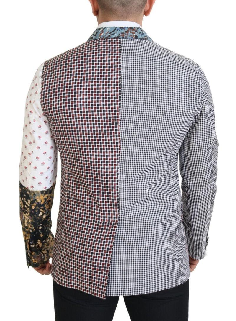 Multicolor Cotton Patchwork Breasted Blazer