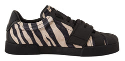 Black White Zebra Suede Rubber Sneakers Shoes