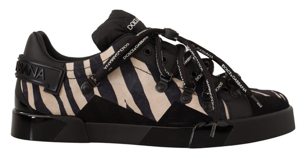 Black White Zebra Suede Rubber Sneakers Shoes