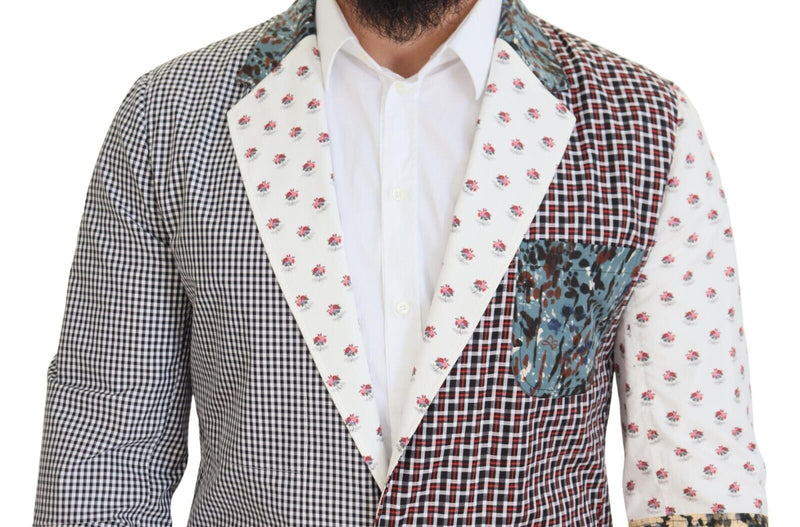 Multicolor Cotton Patchwork Breasted Blazer