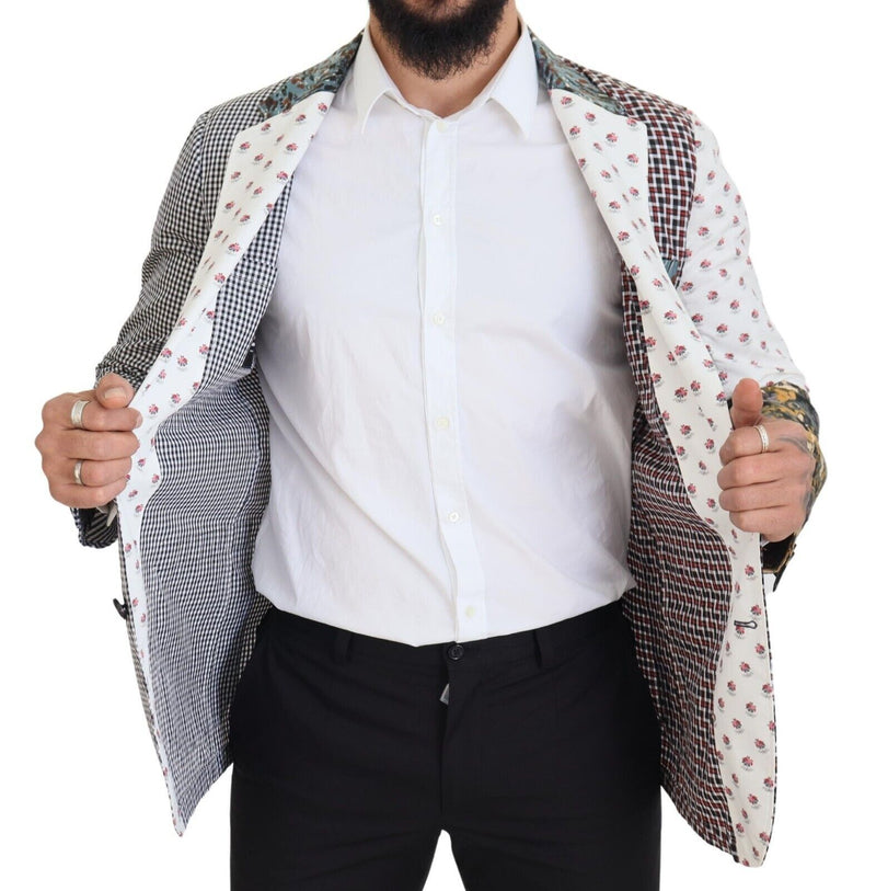 Multicolor Cotton Patchwork Breasted Blazer