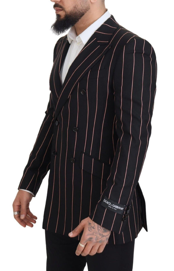 Black Stripes Viscose Double Breasted Blazer