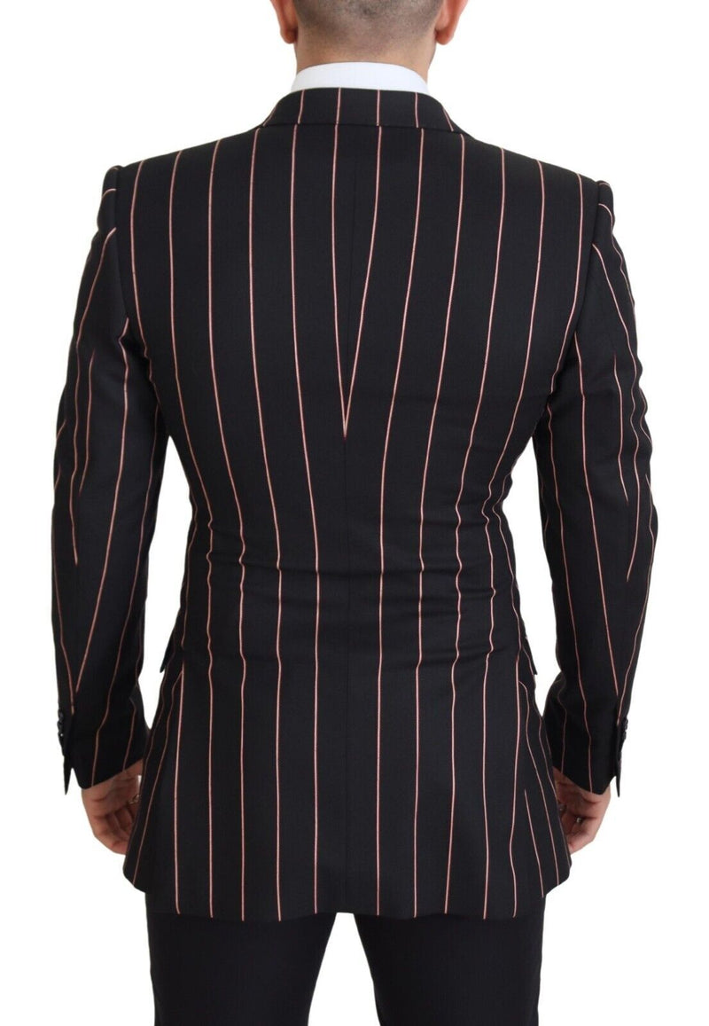 Black Stripes Viscose Double Breasted Blazer