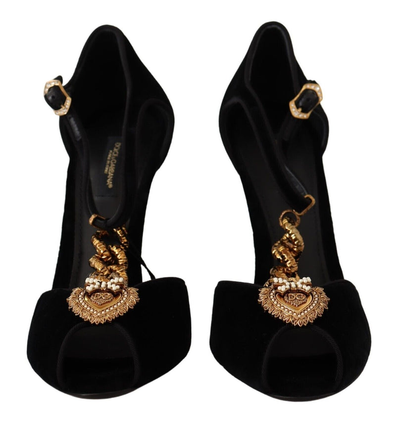 Black Gold Devotion Heart Sandals Shoes