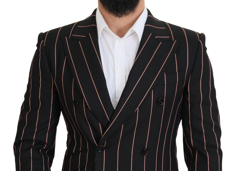 Black Stripes Viscose Double Breasted Blazer