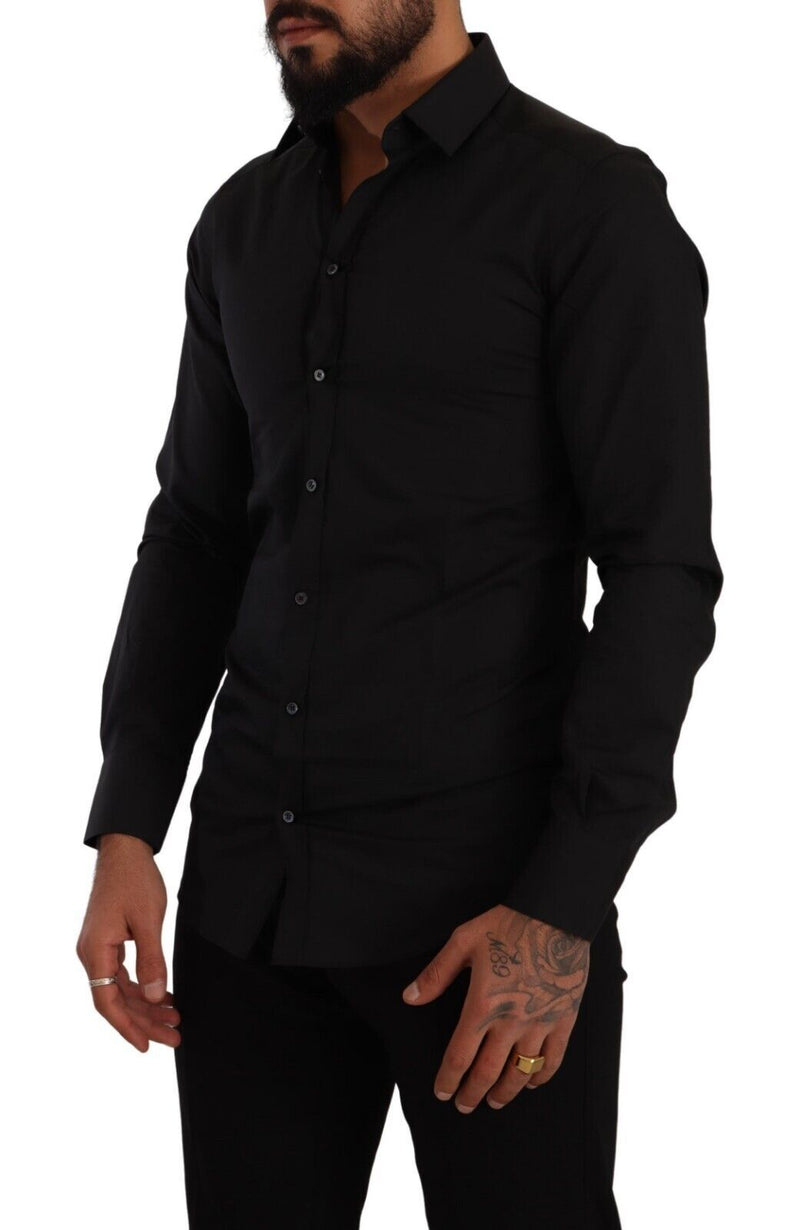 Black Cotton GOLD Slim Fit Dress Formal Shirt