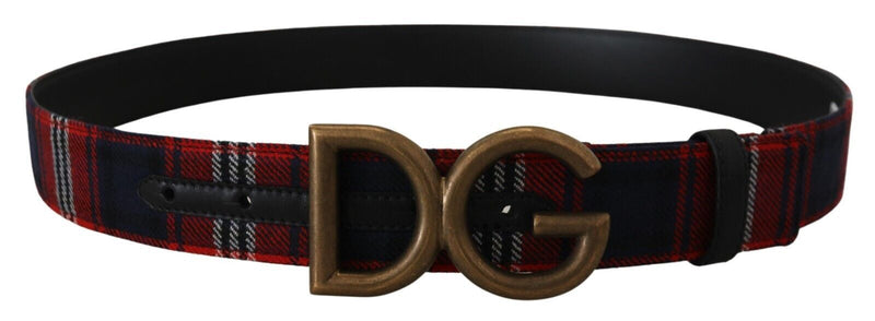 Multicolor Tartan Gold DG Metal Buckle Belt