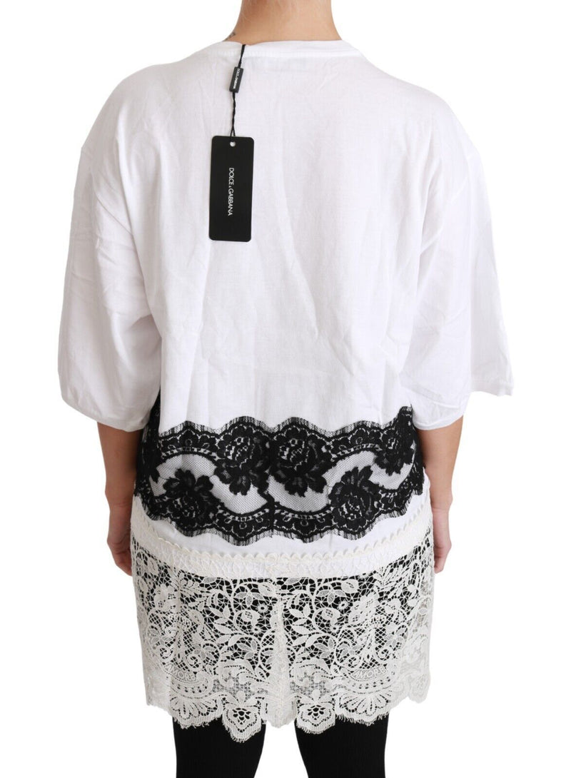 White Fashion Sinner Cotton Lace T-shirt Top