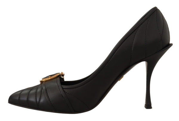 Black Devotion Leather Heel Pumps Shoes