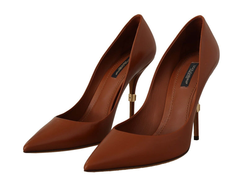 Brown Leather High Heels Pumps Shoes